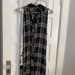 Long Plaid Tunic With Slit